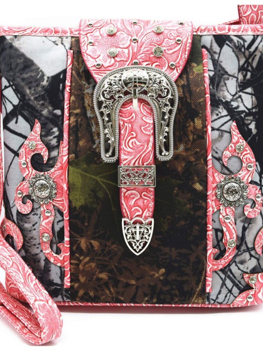 Cowgirl Trendy Western Camo Buckle Crossbody Purse for Women